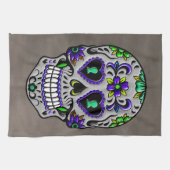 死んだ砂糖のスカルのレトロの粋な日 キッチンタオル (横)