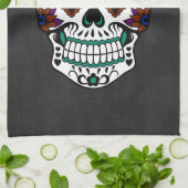 死んだ砂糖のスカルのレトロ日 キッチンタオル (折り畳み)