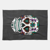 死んだ砂糖のスカルのレトロ日 キッチンタオル (横)