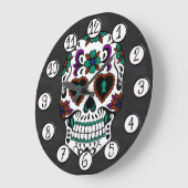 死んだ砂糖のスカルのレトロ日 ラージ壁時計 (傾斜)