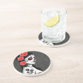 死んだ砂糖のスカルの女の子の日-灰色 コースター (側面)