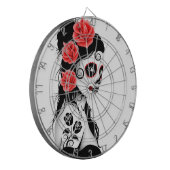 死んだ砂糖のスカルの女の子の日-白 ダーツボード (正面左)