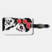 死んだ砂糖のスカルの女の子の日-白 ラゲッジタグ (裏面横)