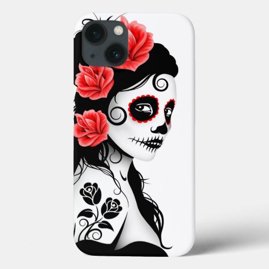 死んだ砂糖のスカルの女の子の日-白 Case-Mate iPhoneケース (裏面)