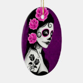 死んだ砂糖のスカルの女の子の日-紫色 セラミックオーナメント (右)