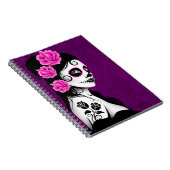 死んだ砂糖のスカルの女の子の日-紫色 ノートブック (右側)