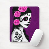 死んだ砂糖のスカルの女の子の日-紫色 マウスパッド (マウス)