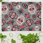 死んだ砂糖のスカルの日 キッチンタオル (折り畳み)