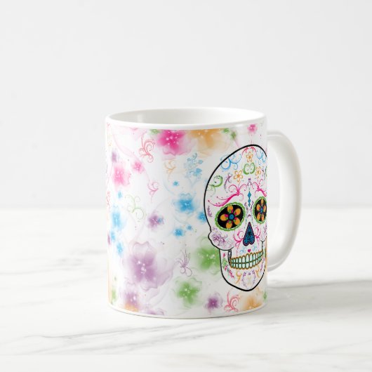 死んだ砂糖のスカルの日-明るく数々のな色 コーヒーマグカップ (正面右)