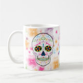 死んだ砂糖のスカルの日-明るく数々のな色 コーヒーマグカップ (左)