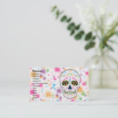 死んだ砂糖のスカルの日-明るく数々のな色 名刺 (スタンド正面)