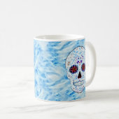 死んだ砂糖のスカルの日-空色のフラクタル コーヒーマグカップ (正面右)