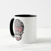 死んだ砂糖のスカルの日-黒、白及び赤 マグカップ (正面左)