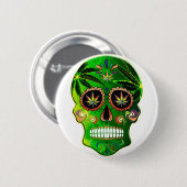 死んだ砂糖のスカルの雑草のクールな日 缶バッジ (正面&裏面)