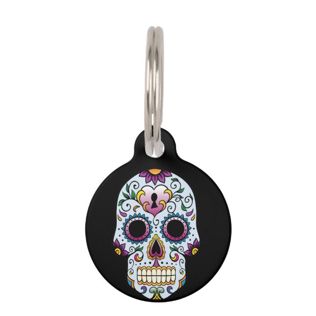 死んだ砂糖のスカルの青の日 ペット　ネームタグ (正面)