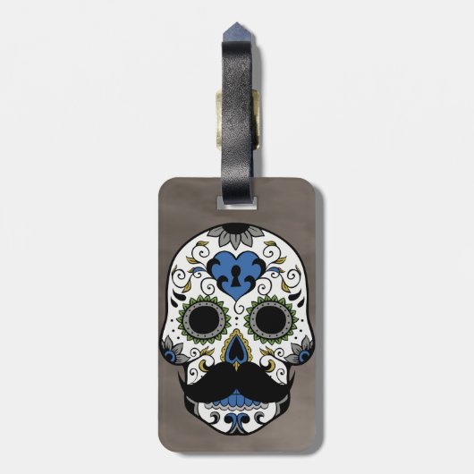 死んだ砂糖のスカルの髭日 ラゲッジタグ (裏面縦)