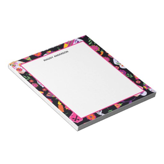 死んだ砂糖のスカル模様パーソナライズされた ノートパッド (アングル)