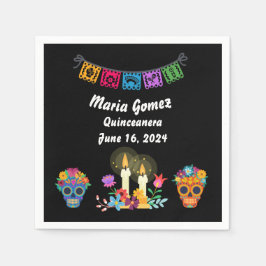 死んだ砂糖のスカル骨格の日 スタンダードカクテルナプキン