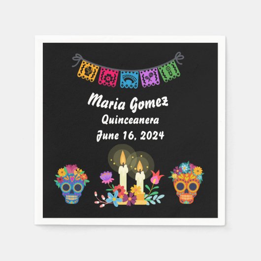 死んだ砂糖のスカル骨格の日 スタンダードカクテルナプキン (正面)