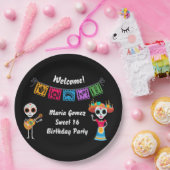 死んだ砂糖のスカル骨格の日 ペーパープレート (パーティー)