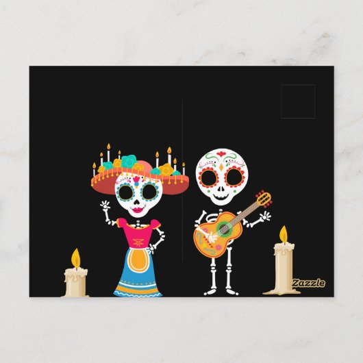 死んだ砂糖のスカル骨格の日 ポストカード (裏面)