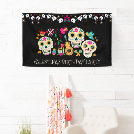 死んだ砂糖の日のスカルパーソナライズされた旗 横断幕 (インサイチュ)