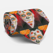 死んだ砂糖の日スカルとハート ネクタイ (ロール)