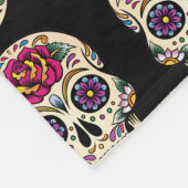 死んだ砂糖の日スカルとバラ フリースブランケット (角)