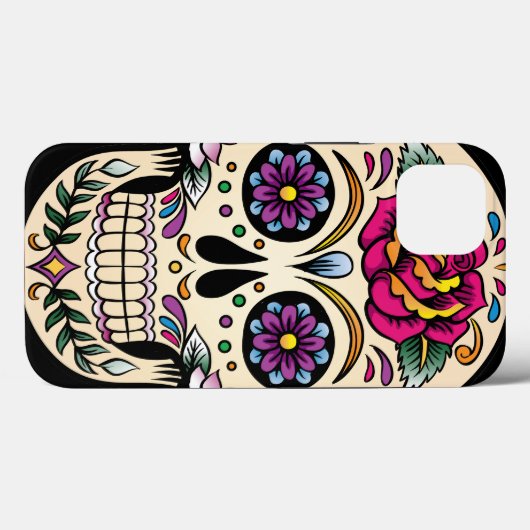 死んだ砂糖の日スカルとバラ Case-Mate iPhoneケース (裏面 (横))