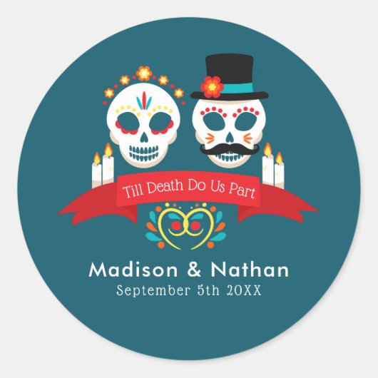 死んだ砂糖の日スカルゴシック結婚ズ ラウンドシール (正面)