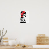 死んだ砂糖の日スカル女の子 – 白 ポスター (キッチン)