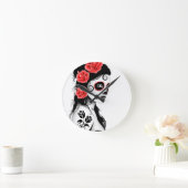 死んだ砂糖の日スカル女の子 – 白 ラウンド壁時計 (ホーム)