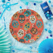 死んだ砂糖の日スカル、オレンジ ペーパープレート (パーティー)