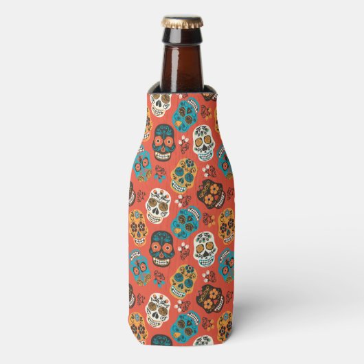 死んだ砂糖の日スカル、オレンジ ボトルクーラー (ボトル正面)