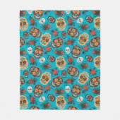 死んだ砂糖の日スカル、ティール（緑がかった色） フリースブランケット (正面)