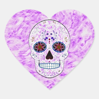 死んだ砂糖の日スカル – 紫とフラクタル数々の ハートシール