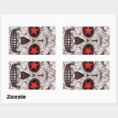 死んだ砂糖の日スカル – 赤と黒のフラクタル 長方形シール (シート)