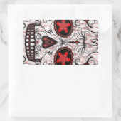 死んだ砂糖の日スカル – 赤と黒のフラクタル 長方形シール (バッグ)