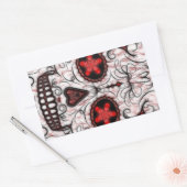 死んだ砂糖の日スカル – 赤と黒のフラクタル 長方形シール (封筒)