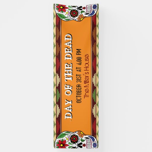 死んだ砂糖の日メキシコスカルハロウィーン 横断幕 (縦)