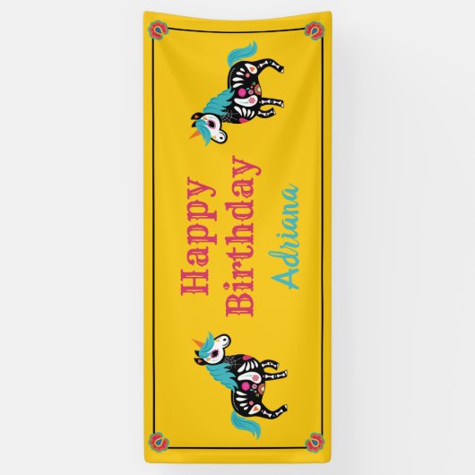 『死んだ砂糖の日』一角スカルの長い旗 横断幕 (縦)