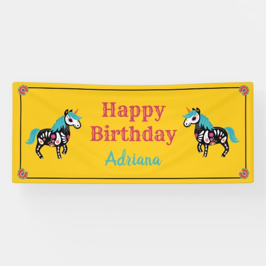 『死んだ砂糖の日』一角スカルの長い旗 横断幕 (横)