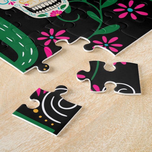 死んだ砂糖スカルメキシコフォーク芸術の日 ジグソーパズル (側面)
