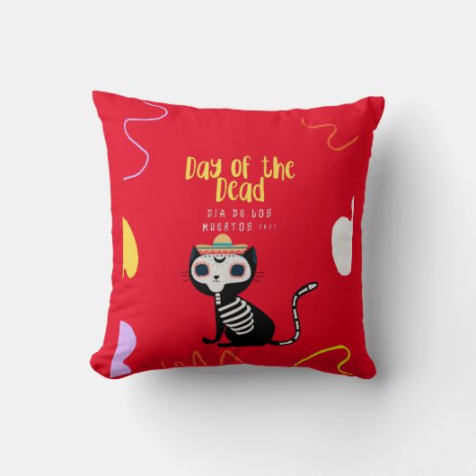 死んだ砂糖スカル猫の日 クッション (正面)