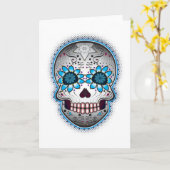 死んだ砂糖スカル カード (黄色い花)