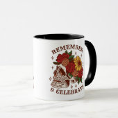 死んだ祝日を思い出すスカル花模様 マグカップ (正面右)