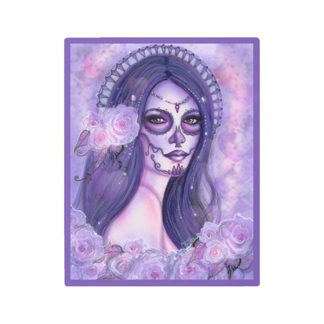 死んだ紫のバラと蝶レネの日 メタルプリント (正面)