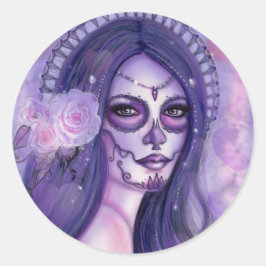 死んだ紫のバラと蝶レネの日 ラウンドシール