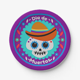 死んだ紫の青と帽子の日 – 家族の子供7" ペーパープレート