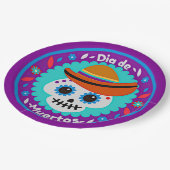 死んだ紫の青と帽子の日 – 家族の子供9" ペーパープレート (アングル)